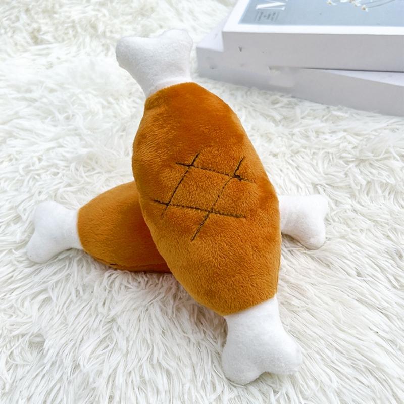 Squeaky Chicken Leg/ Carrot Shape Dog Chew Toy Soft Cleaning Massage Supplies Pet Cloth Stuffed Shape Molar Pet Toy