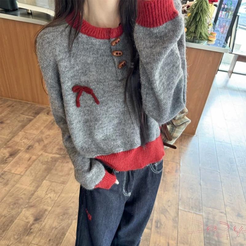 

осень зима Рождество Вязаные свитера Длинный рукав свободный Джемпер Топы Женский свитер Пуловер многоцветный Женские повседневные рубашки One Size