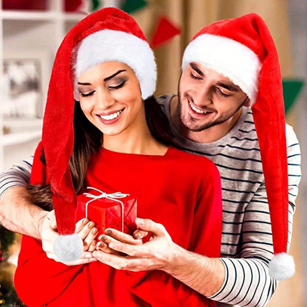 2Pcs Christmas Hats 29.53inch Luxurious And Warm Santa Hats Suitable For Adult Women, Christmas Gift, One Size Fits All