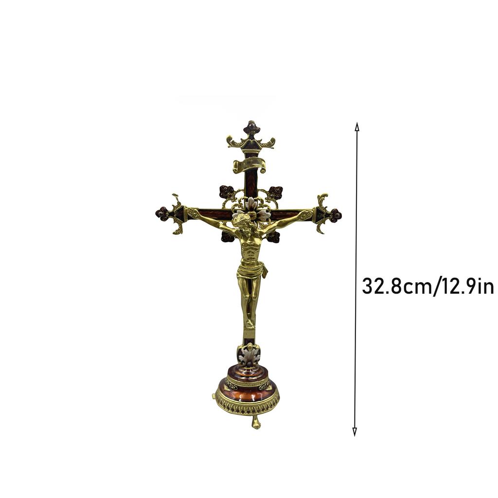 Luxury Metal Cross Ornament For Home Decoration Metal Cross Religious Items Gift Ornaments Jesus Figurine Desktop Ornaments