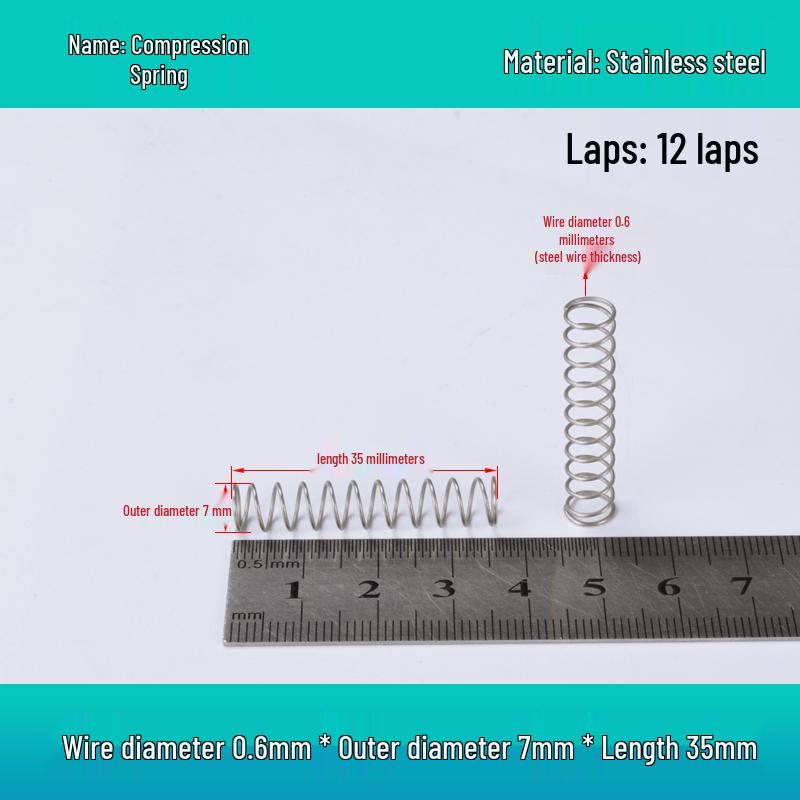 Y-förmige Edelstahl-Druckfeder, 0,6 mm Draht, 7-12 mm Außendurchmesser