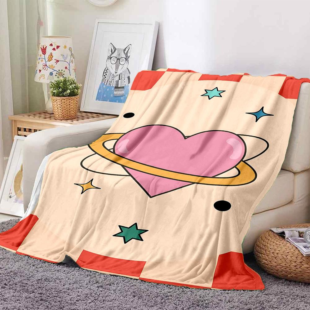 1pc Heart Planet Blanket Warm, Cozy, And Soft, Suitable for Sofas, Beds, Cars, And Office Use.Perfect for Camping And Travel, Making It a Great Gift f