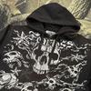 2026 American Retro Old Goth Print Hooded Sweater Men's and Women's Loose Street Casual Zipper Top