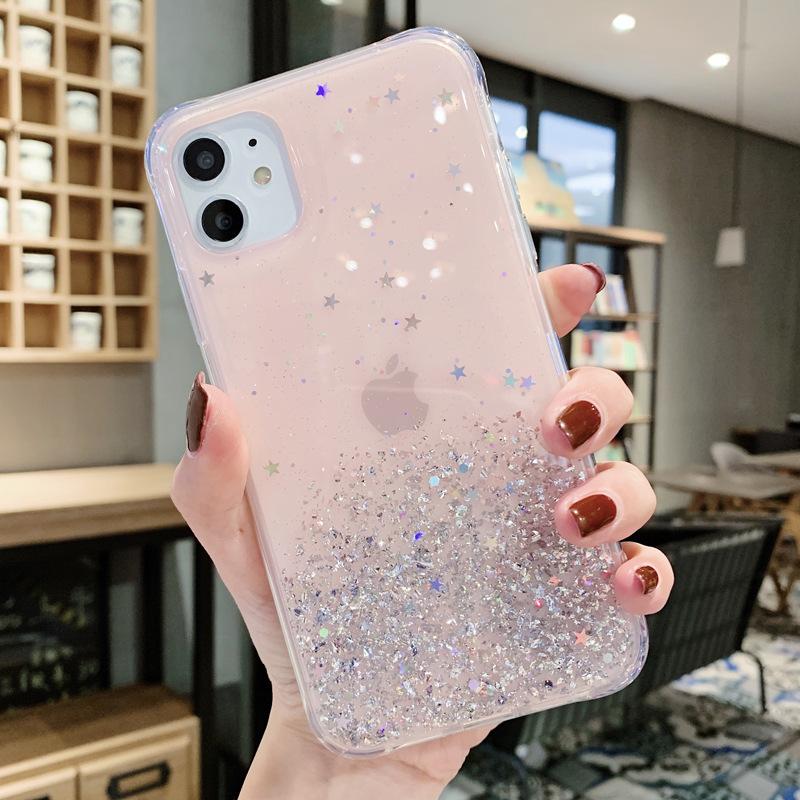Applicable To IPhone 15 Mobile Phone Case Flash Powder Rubber Star 12 Apple 16 Protective Case 14 Promax Soft 13 Simple