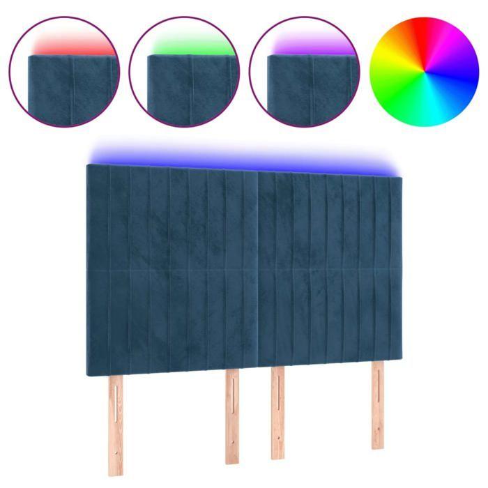 VidaXL Tête de Lit à LED Meuble de Chambre à Coucher Accessoire de Lit Double Tête de Cadre de Lit Intérieur Bleu Foncé 3122714