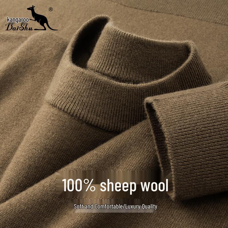 DAISHU Men's 100% Lambswool Round Neck Sweater