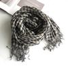 Pure Rain And Dew Linen Primary Color Navy Blue Small Checkered Scarf, Literary And Versatile Scarf
