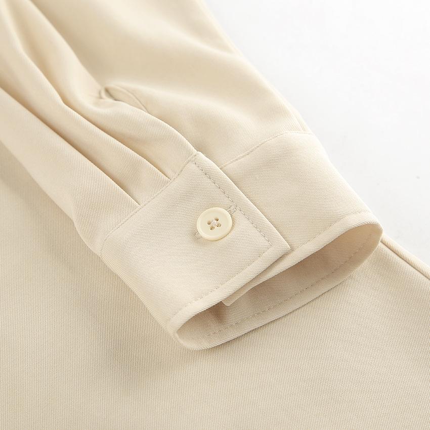 Frühling Herbst Damen Hemden Kleid Elegant Büro Damen Langarm Oberteile Vintage Koreanisch A-Linie Midi Kleider für Damen Bekleidung