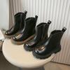 Girls Ankle Boots Side Zipper Children Fashion Leather Boots Non-slip Kids Black Short Boots Anti-Slippery 2024 Winter New