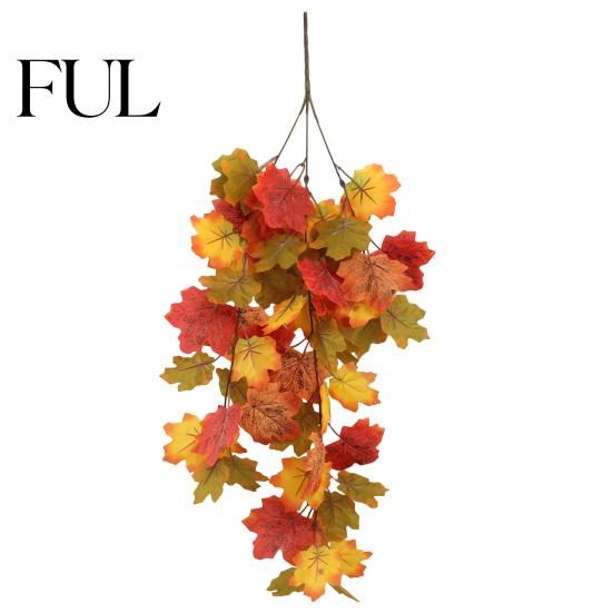 Harvest Festival Decor Artificial Maple Leaf Vines, Realistic Flexible Autumn Garland, Fall Hanging Vine for Fireplace Decoration Seasonal Rattan Home