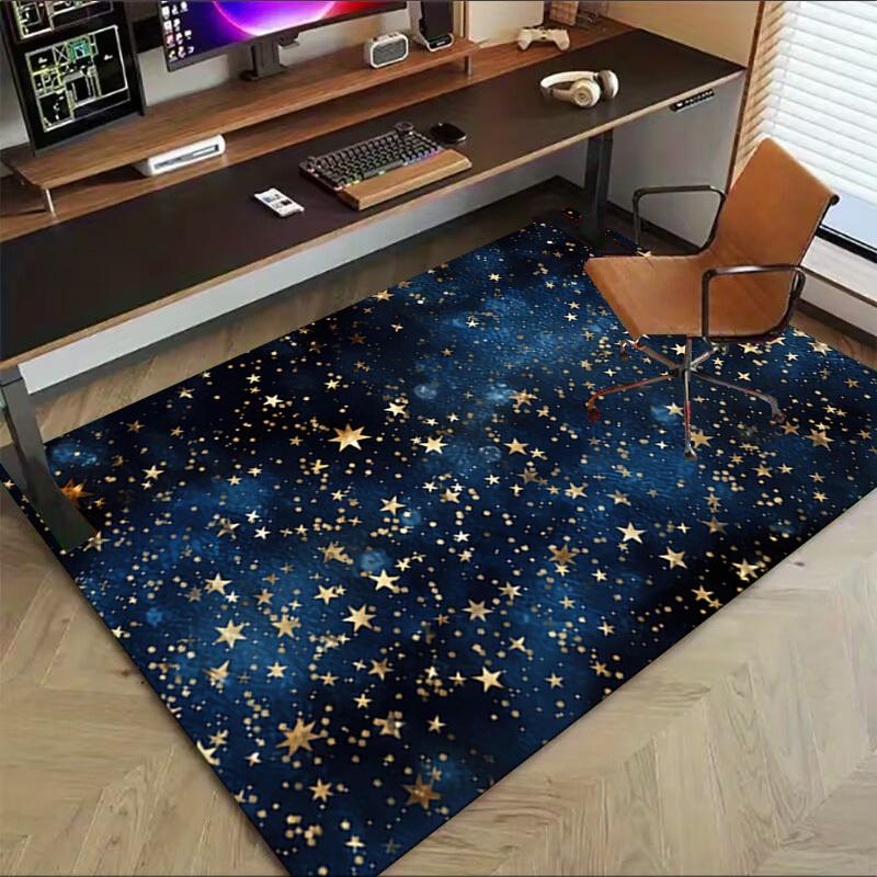 Stars Night Crystal Velvet Office chair mat Area Rug - Non-Slip, Floor Mat, Office Desk Chair Rugs,Christmas Gift-1106102