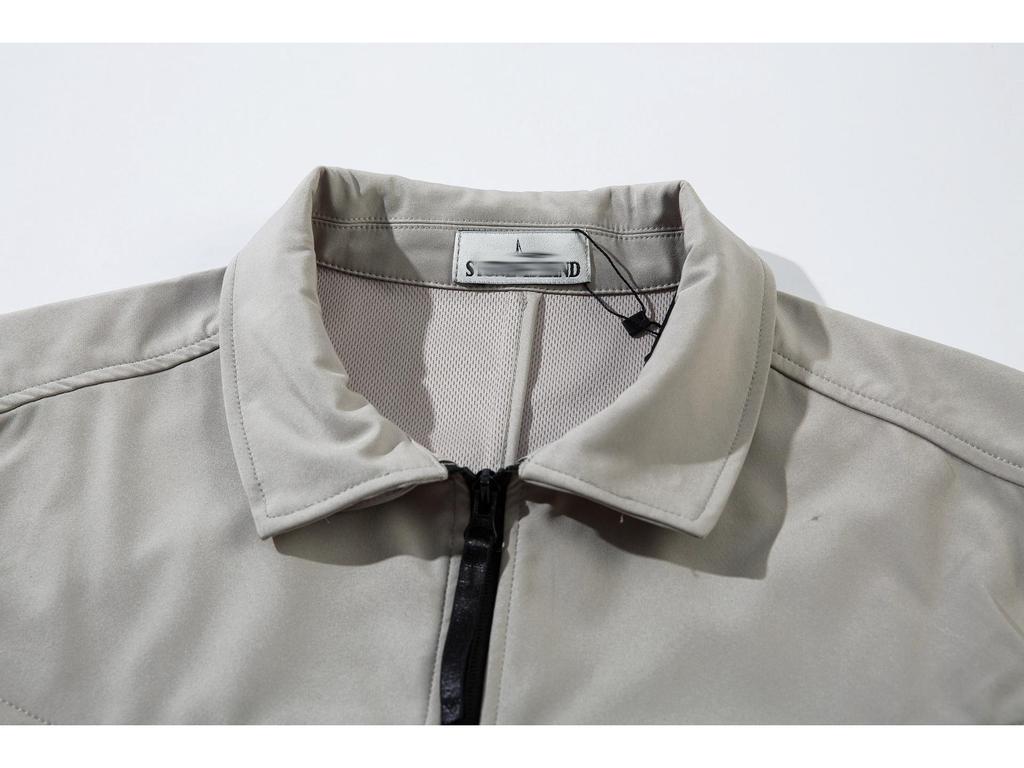 CROSSSTONE Unisex Solid Color Soft Shell Cardigan-Style Jacket with Zip Pocket