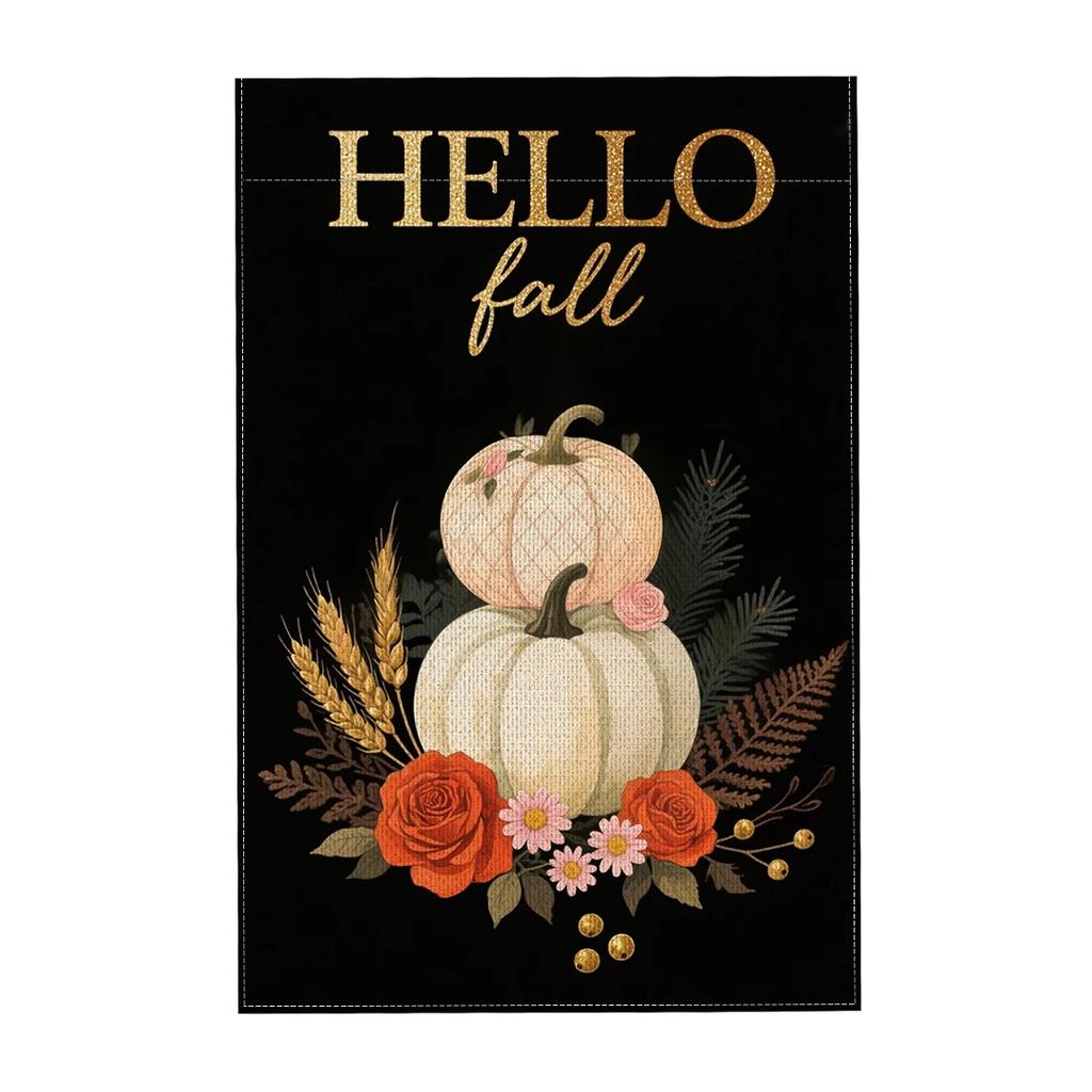 Autumn Harvest Welcome Garden Outdoor Decoration Flag, Thanksgiving Day Double-sided Yard Decoration (excluding Flagpole)