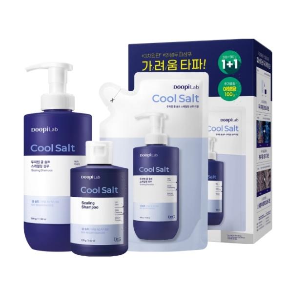 Scalp Lab Cool Salt Scaling Shampoo Refill Set (Main Product 500g + Refill 500g + Free Gift 100g)