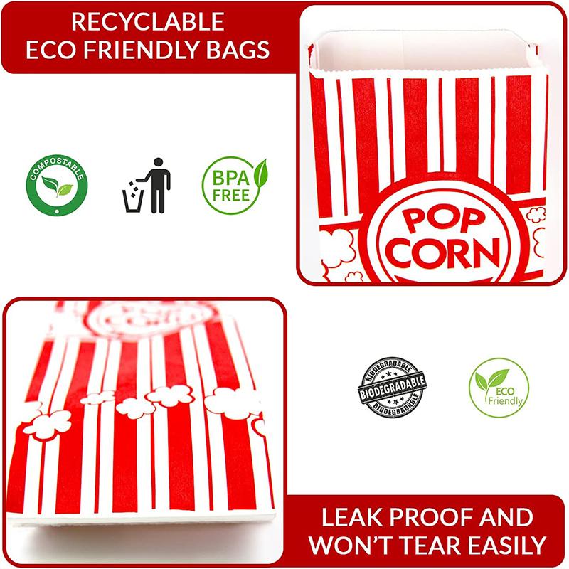 Paper Popcorn Bags Pop Corner Bags Individual Servings for Popcorn Machine Party Disposable Pop Corn Storage Christmas Bag