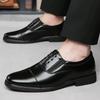 Fashion Men's New Business Casual Leather Shoes Three Joint Work Shoes Black Four Season Leather Shoes Soft Sole Single Shoe