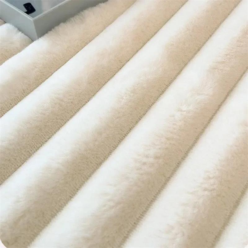 Bedding Set Fluffy Plush Fitted Sheet Rabbit Fleece Bed Sheets Velvet Taffeta Bed Cover Thicken Warm Fitted Sheet Winter Plush Mattress Cover