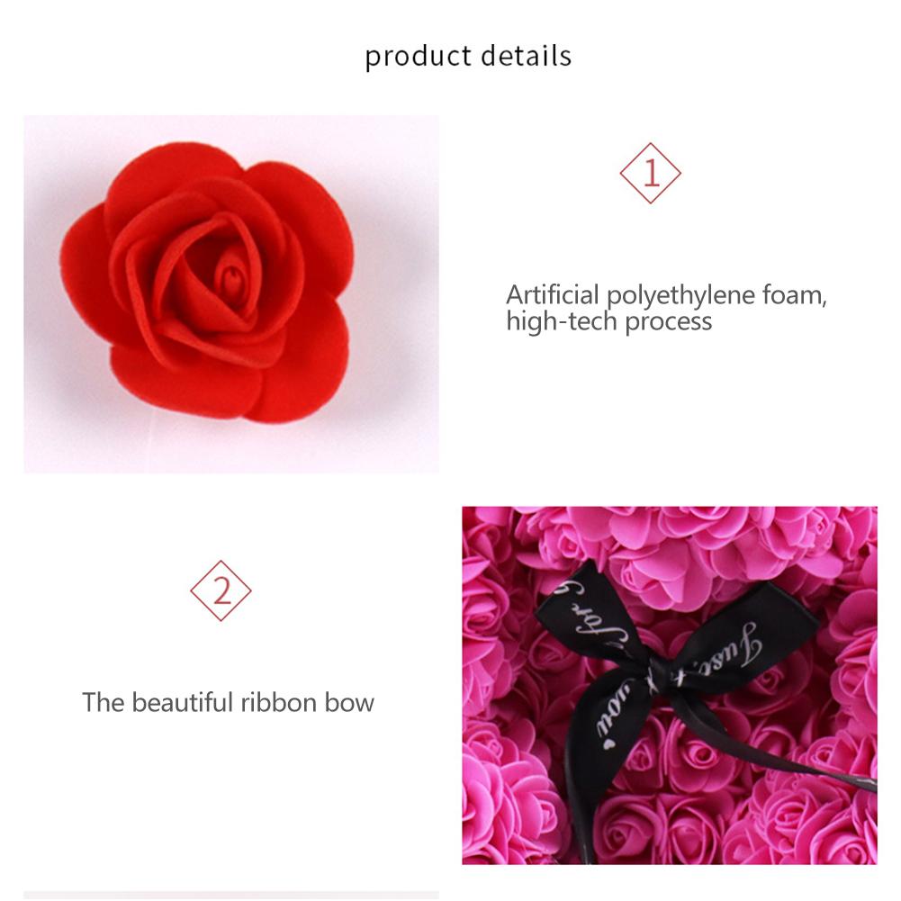 25cm Artificial Teddy Rose Flower Bear Gift Box Colorful Rose Bear Gift Box Warm Light Eternal Rose Valentines Gift For Party