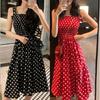 Women's Fashion Summer Spring Polka Dot Print Sleeveless Suspenders High Waist Casual Dresses