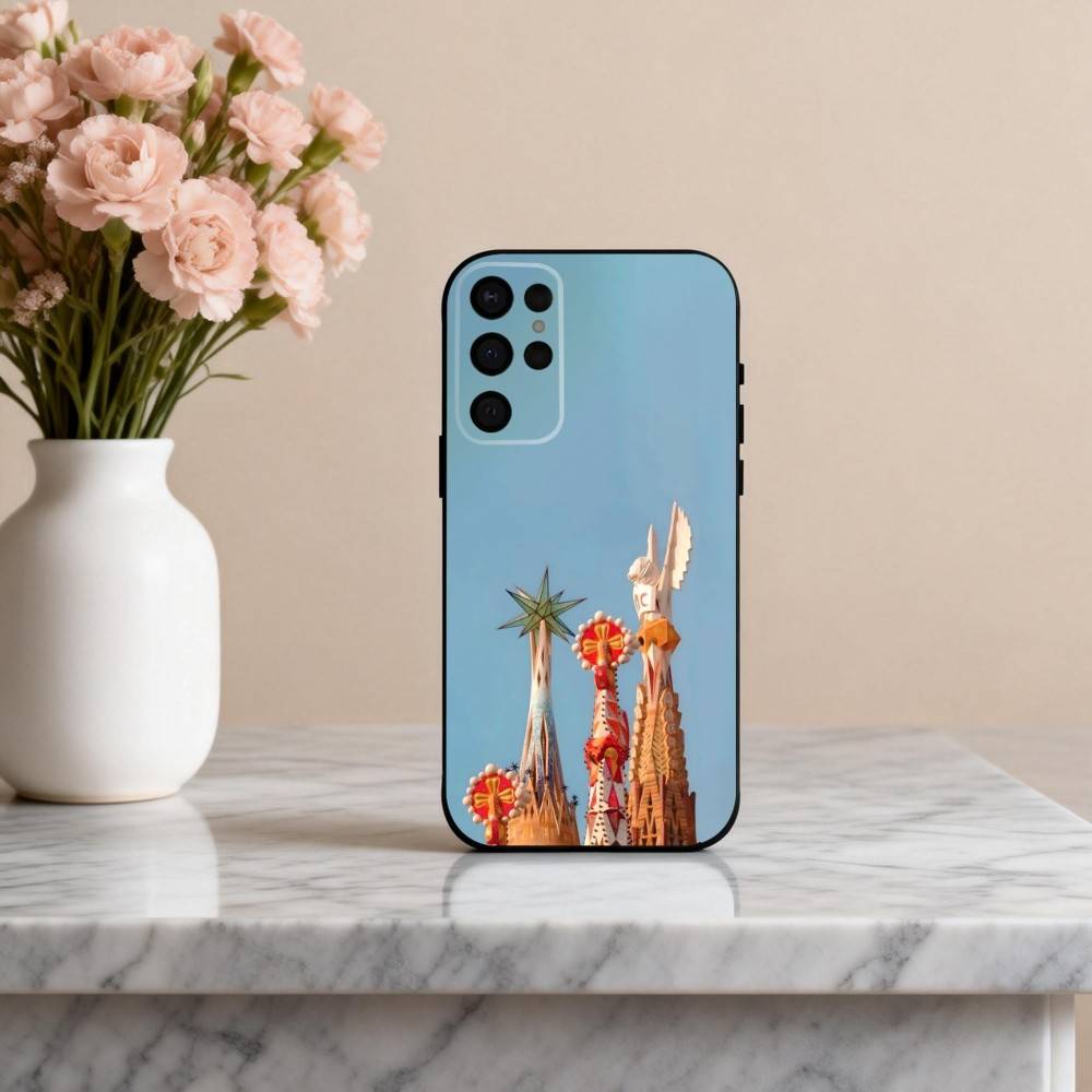 A-Architectural scenery of B-Barcelona Phone Case For Samsung S25,24,23,22,30,21,10,9,Ultra,Plus,Lite,FE,4,5 G Soft Black Case