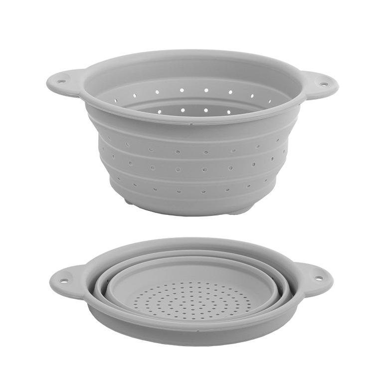 Food Grade Silicone Collapsible Colander, Foldable Fruit Vegetable Washing Basket, Heat Resistant Kitchen Strainer