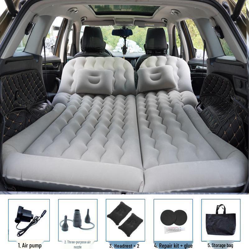 Universal Inflatable Car Mattress - Portable Folding Flocked Bed for Back Seat, SUV, and Sedan Trunk