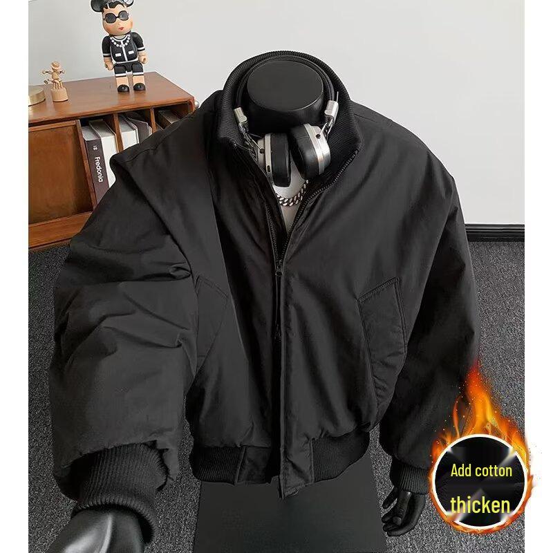 Męska Zimowa Bawełniana Kurtka Baseballowa ze Stójką - Ciepła i Wszechstronna, Luźny Krój