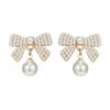S925 Sterling Silver Pearl Bowknot Stud Earrings - 2023 Fashion Trend