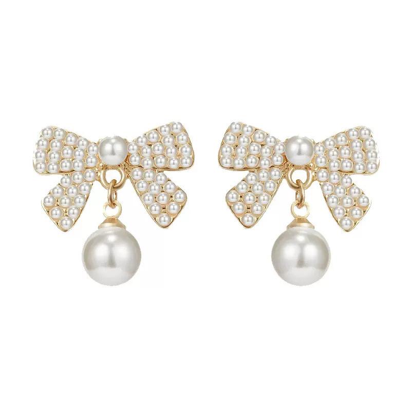 S925 Sterling Silver Pearl Bowknot Stud Earrings - 2023 Fashion Trend