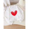 European sizes Kids' Crewneck Sweatshirt - Red Heart with White Lines And Cursive  , Sportswear And Casual Wear, Soft And Comfortable