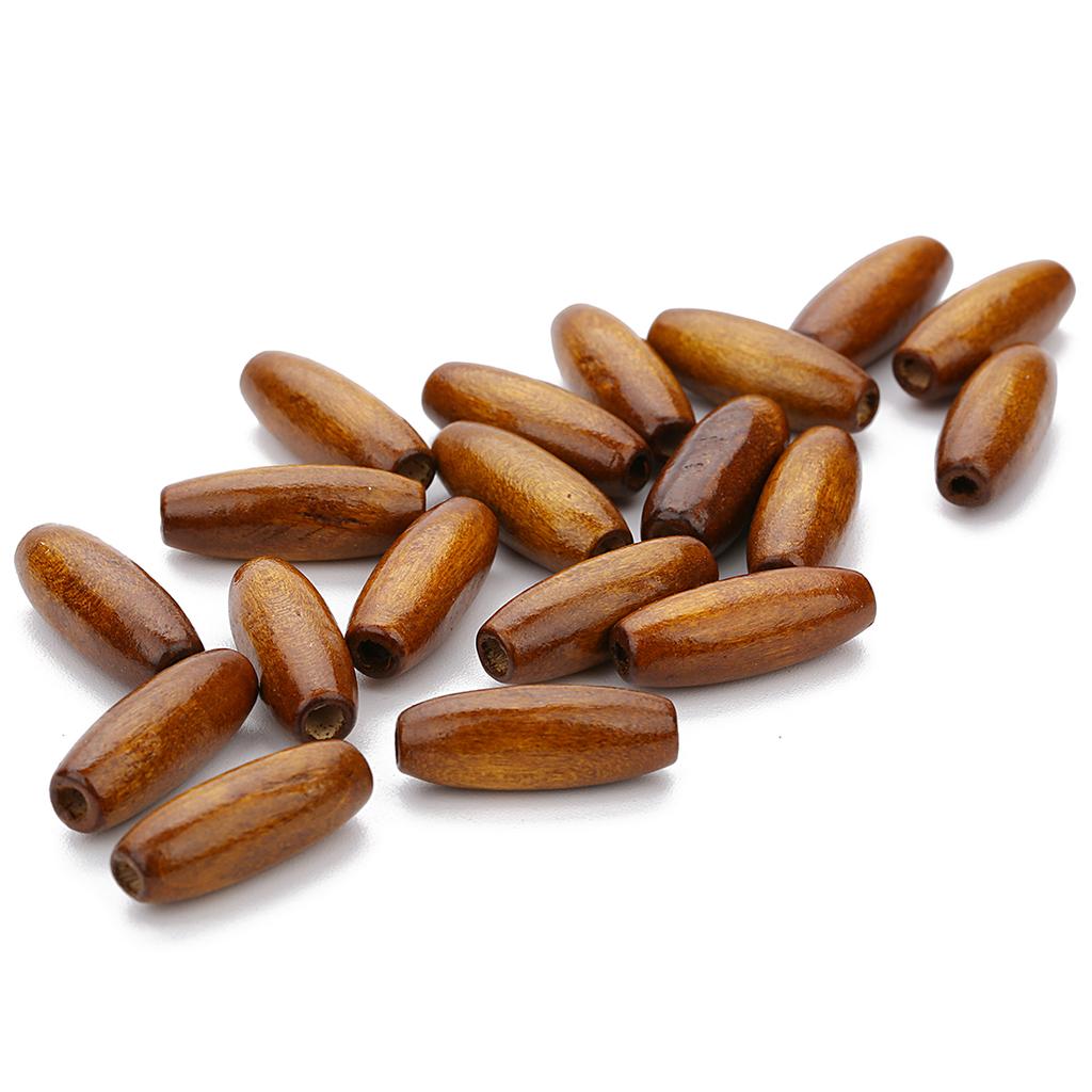 Olive Shape Natural Wooden Beads Loose Wood Beads Coffee Handmade Wooden Puzzle Prayer Long Spacer Beads DIY Jewelry Making