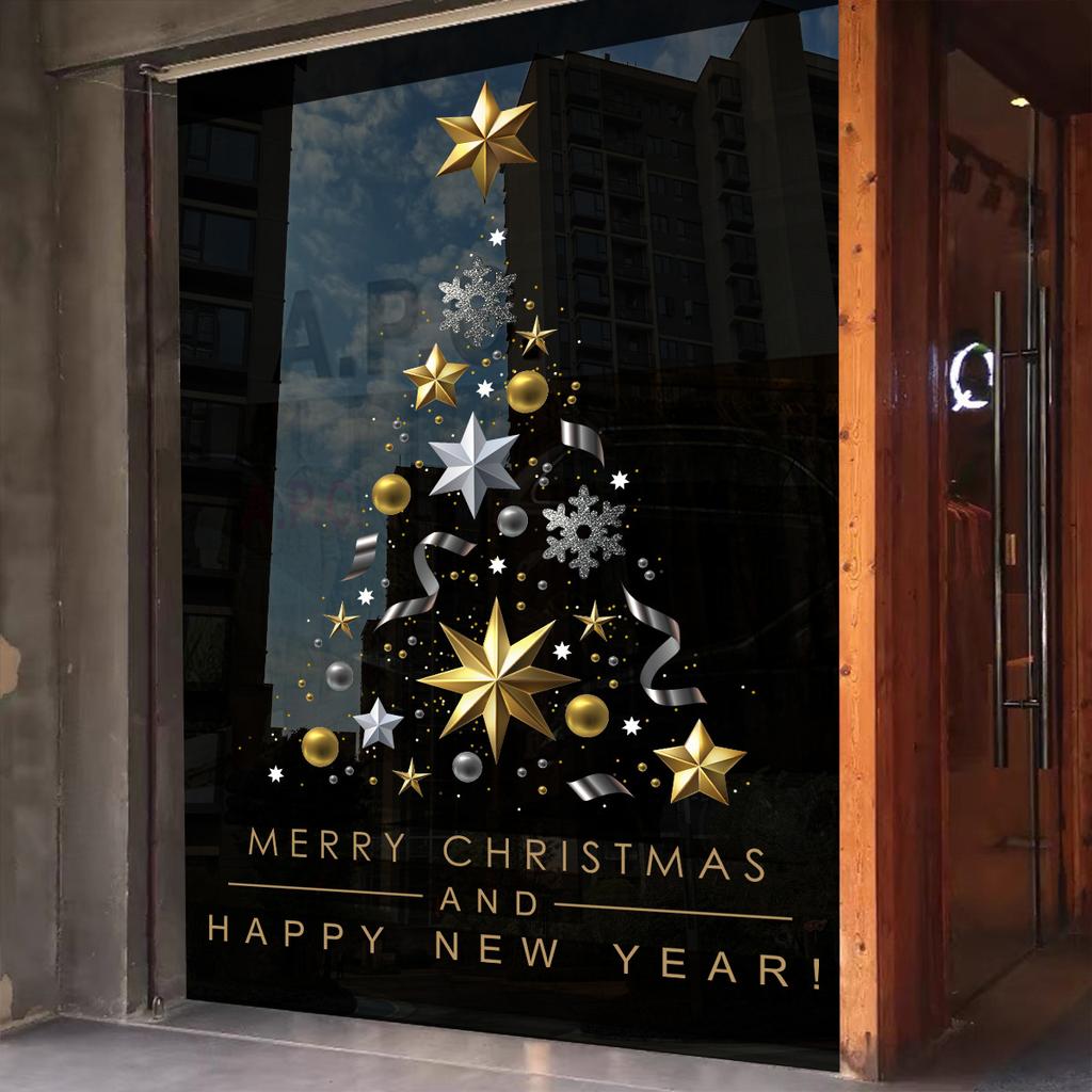 Christmas Decoration Scene Arrangement Balloons Christmas Trees Window Decorations Shop Windows Static Glass Stickers