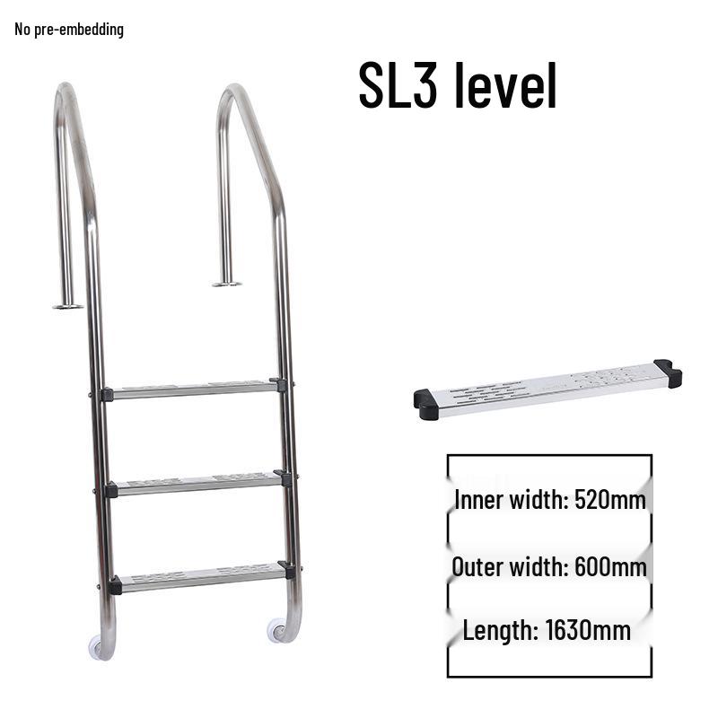 304 Stainless Steel Swimming Pool Ladder with Thickened Handrail and Pedal