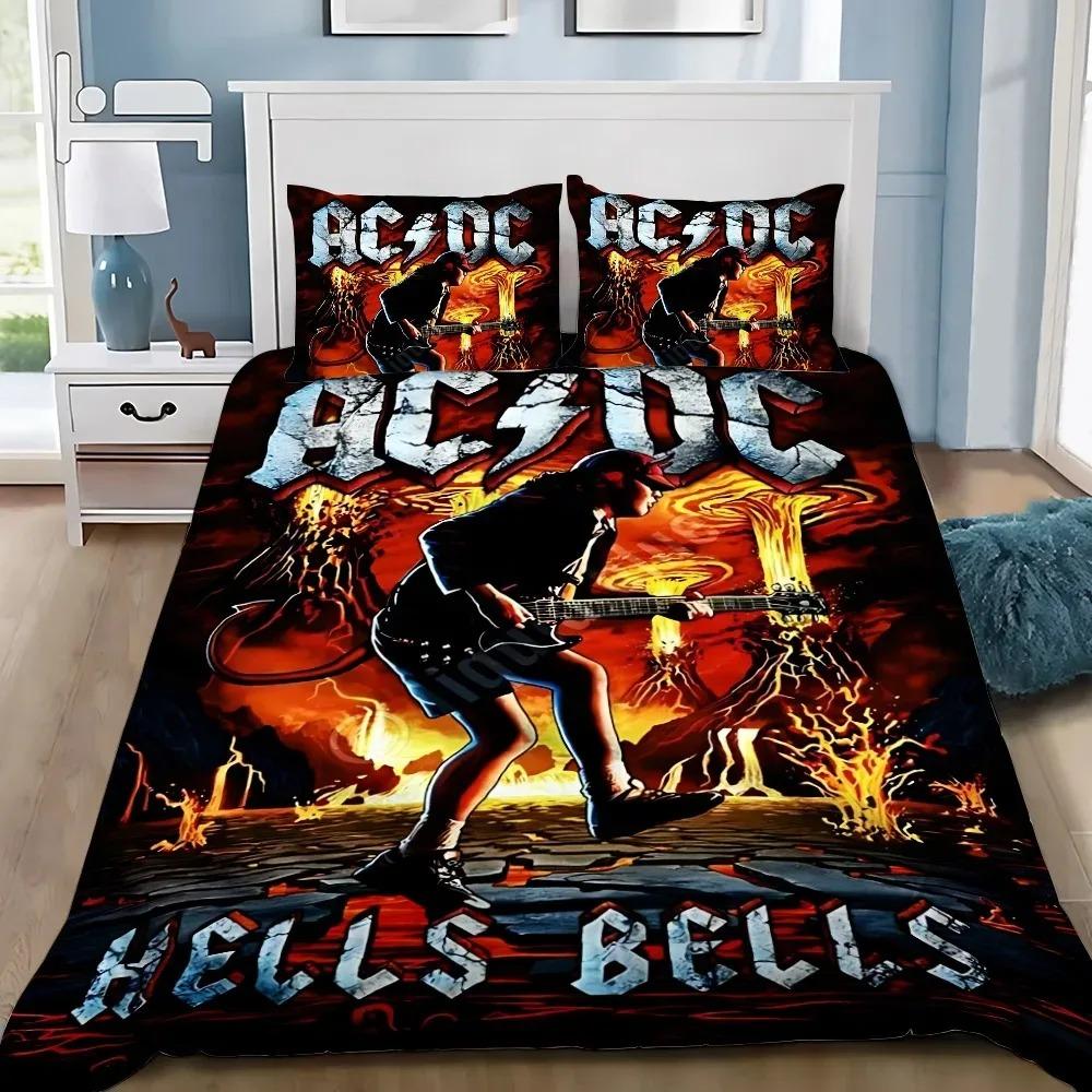 Nádherné povlečení s tématem AC/DC Rock Band, povlak na přikrývku a povlak na polštář, dekorace do ložnice, dárek pro chlapce a dívky