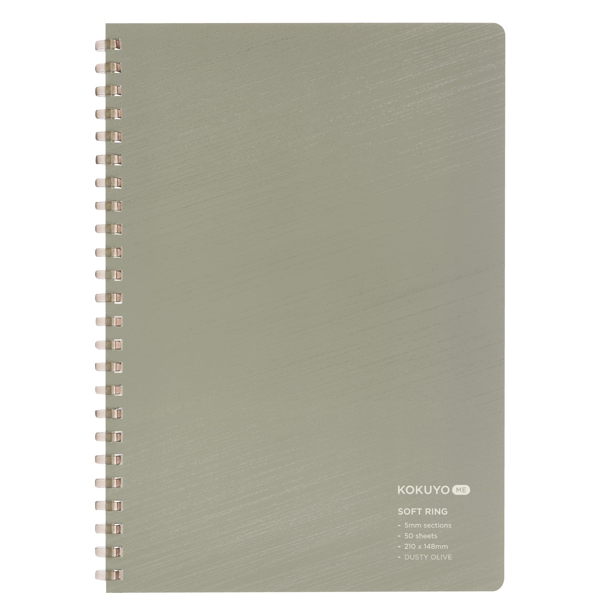 KOKUYO Soft Ring Notebook 50 5mm Dusty ME, Sheets, Grid, A5, Olive, KME-SR931S5MG