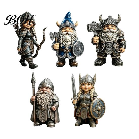 Stable Base Desk Sculptures Viking Gnome Warrior Figurine, Resin Nordic Dwarf Statue, Decorative Weather Resistant Yard Decorations Soldier