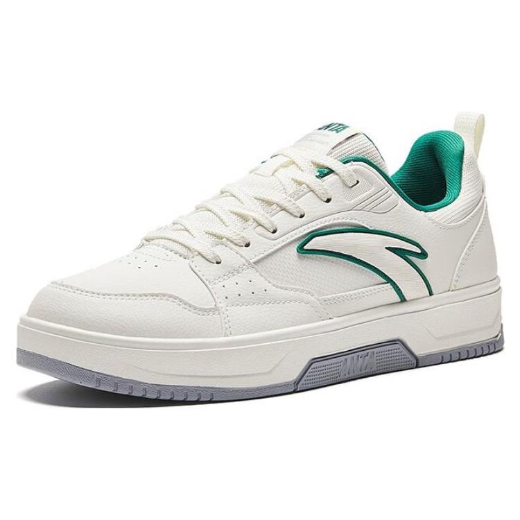 New Anta Anti Slip Wear Resistant Low Top Skateboard Shoes Men's White Green 112348011-1