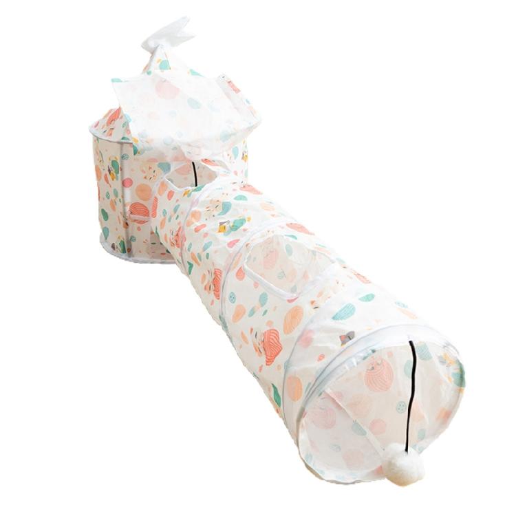 

Cats Toy Tunnel Tube Collapsible Tent Hideout House Plush Ball for Rabbits