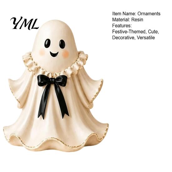 Kreative saisonale Heimdekoration Halloween Harz Geisterfigur mit Weidenkorb, Niedliche Tischplatten-Eingangsbereich Akzente Dekoration, Feiertags-Schmuck-Organizer