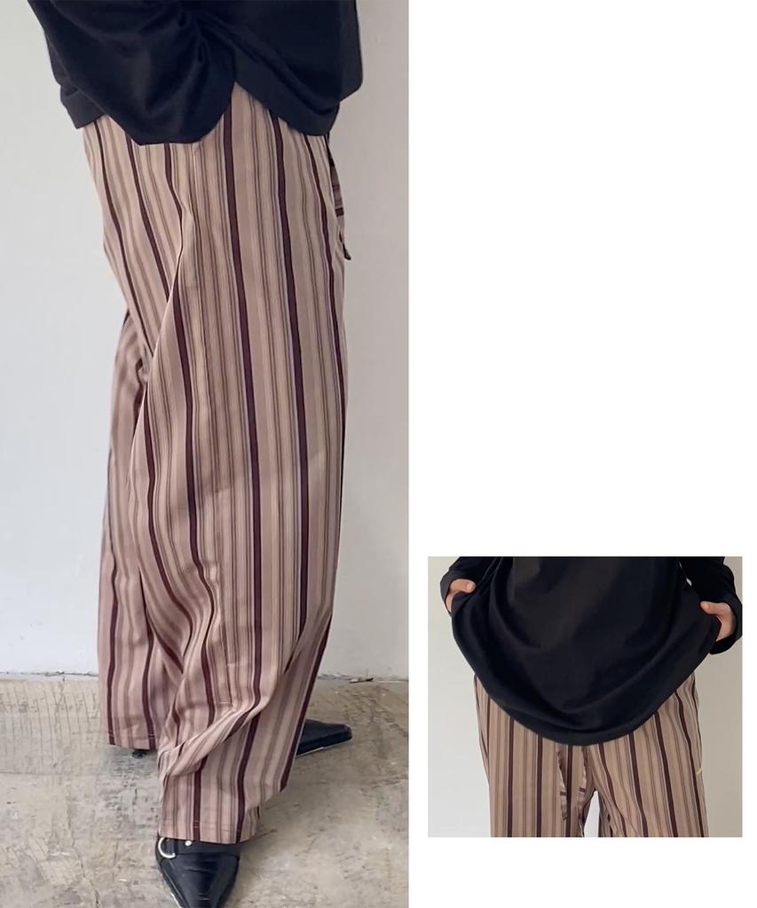 Onyueooun Brown Striped Trousers