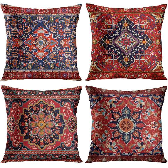 Britimes Throw Pillow Covers, Retro Tribal Ethnic Home Decor Set of 4 Pillow Cases, 18 X 18 Inches Sofa Cushion Couch Sofa Pillowcases Decorative