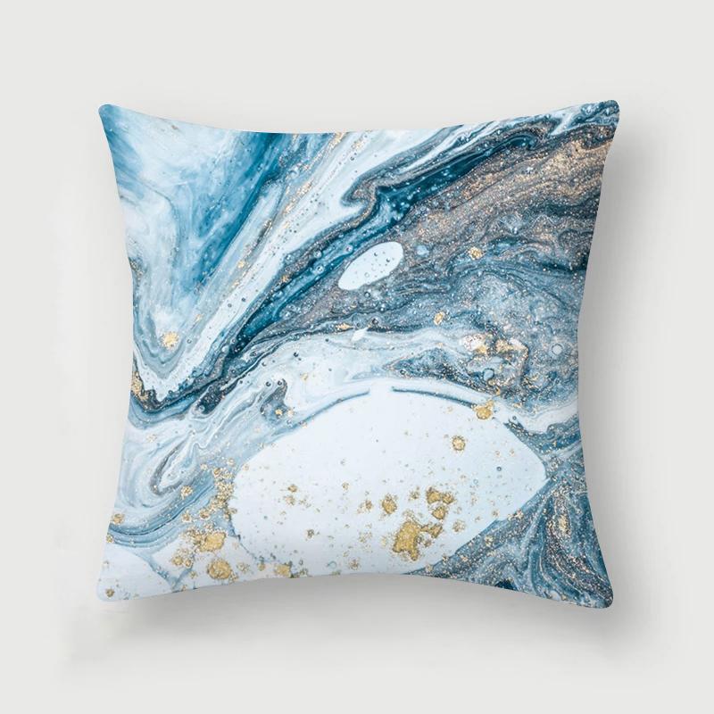 Nordic Blue Marble Polyester Pillowcase Sea Rock Texture Bedside Sofa Chair Throw Pillow Cushion Cover Home Decor Cushion Cover