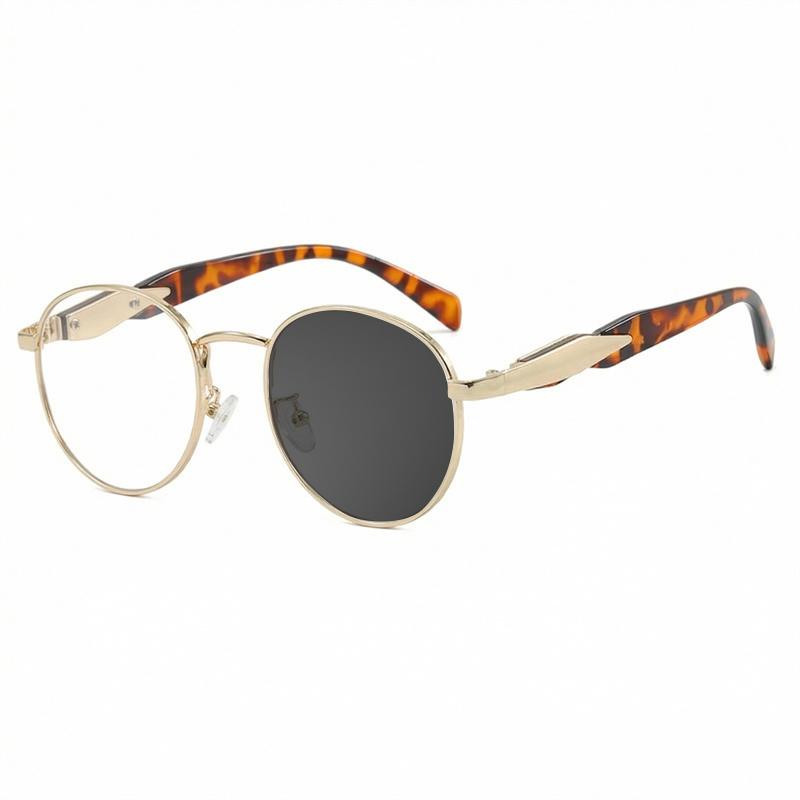 Fashion Trend Brand Retro Round Metal Frame Photochromic Anti Blue Light Prescription Hyperopia Reading Glasses Degree 0 to +600