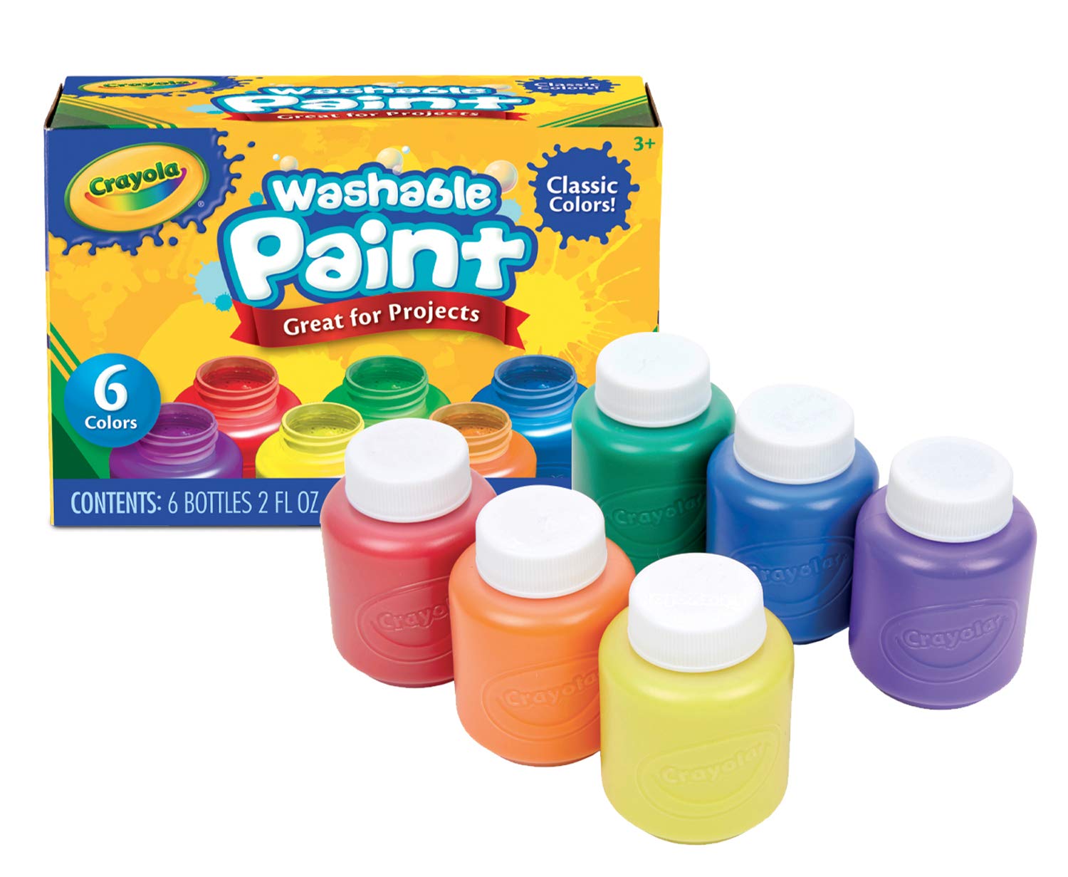 

Фарба для пляшок Crayola, набір з 6 кольорів, легко знімається водою, класичний, 541204, оригінальний продукт
