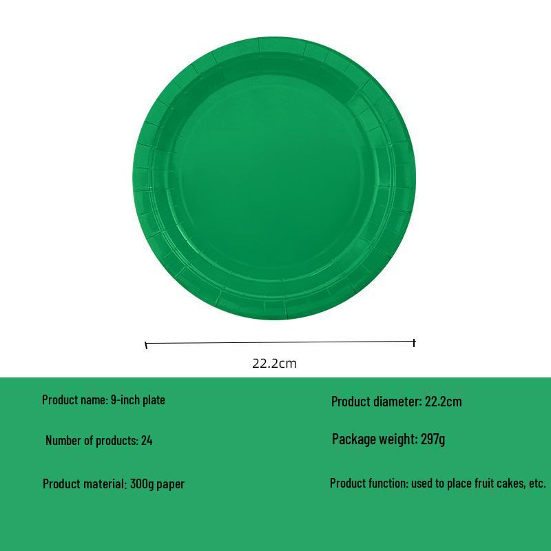 Emerald Green Disposable Tableware Set: Plates, Cups, Napkins