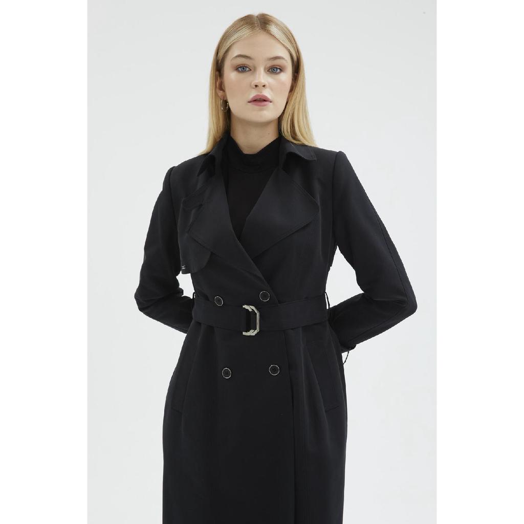 Łańcuszek i pasek Szczegółowy czarny trencz 12615