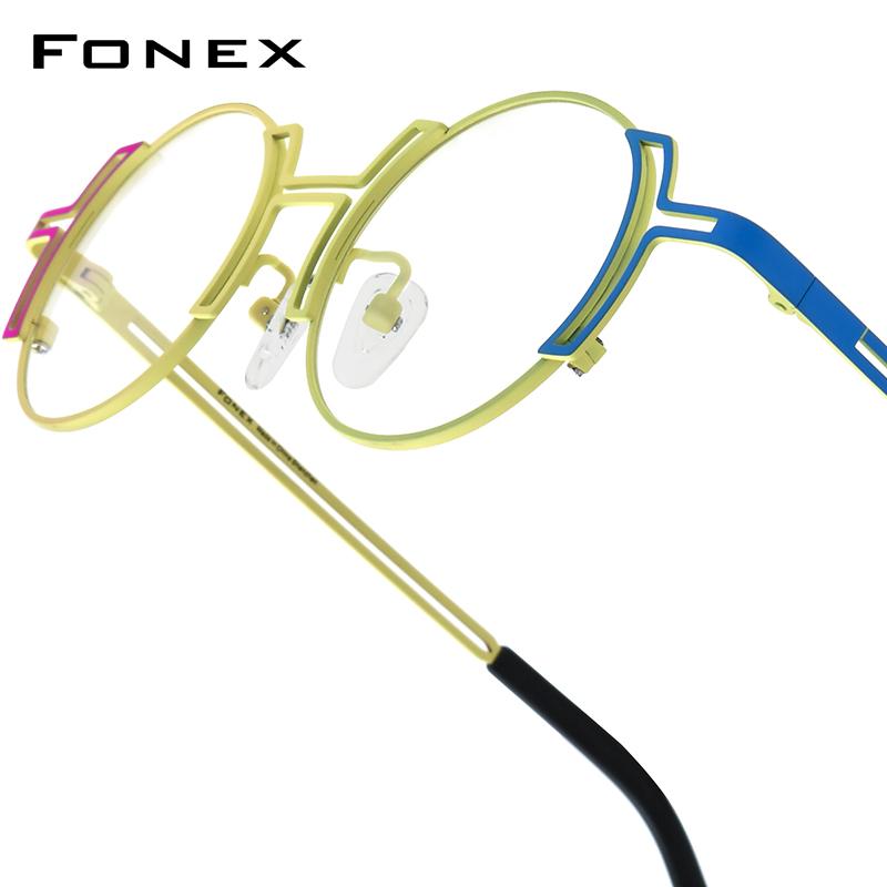 

FONEX Багатоколірні Титанові Оправи для Окулярів Жіночий Дизайнерський Бренд Ретро Вінтажні Круглі Окуляри Чоловічі Ультралегкі Японські Окуляри 85846