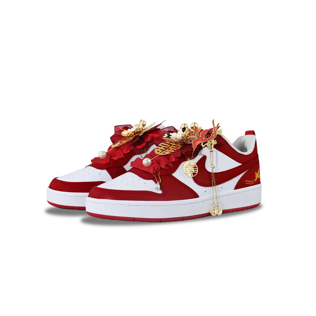 Nike Court Borough 2 Slip Resistant Abrasion Resistant Low Top Skateboard Shoes Women's Red BQ5448-103(Team840-)