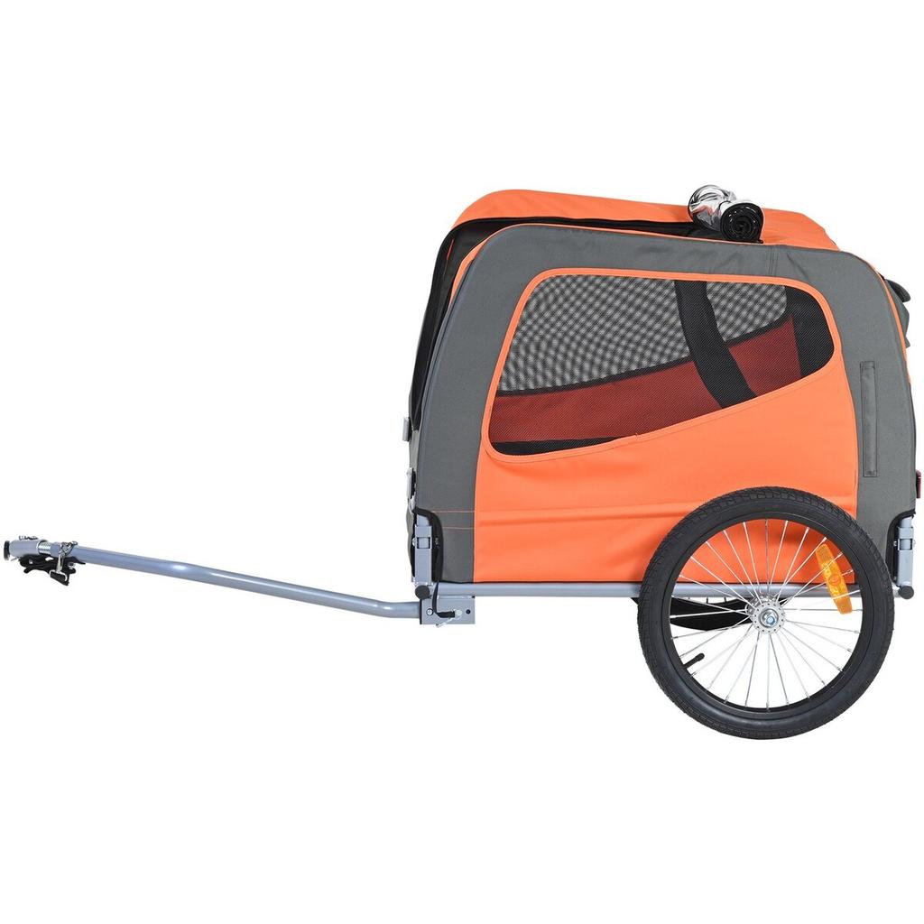 Carrellino per Cani da Bicicletta, Supporta fino a 30 kg, Carrellino per Animali Domestici Portabici, Telaio Pieghevole Facile con Ruote a Sgancio Rapido, Gancio Universale per Bicicletta,