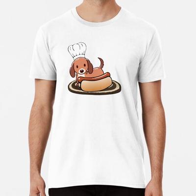 Cachorro com um Cachorro-Quente Camiseta Premium S a 5XL Feita na AU/EUA Camiseta